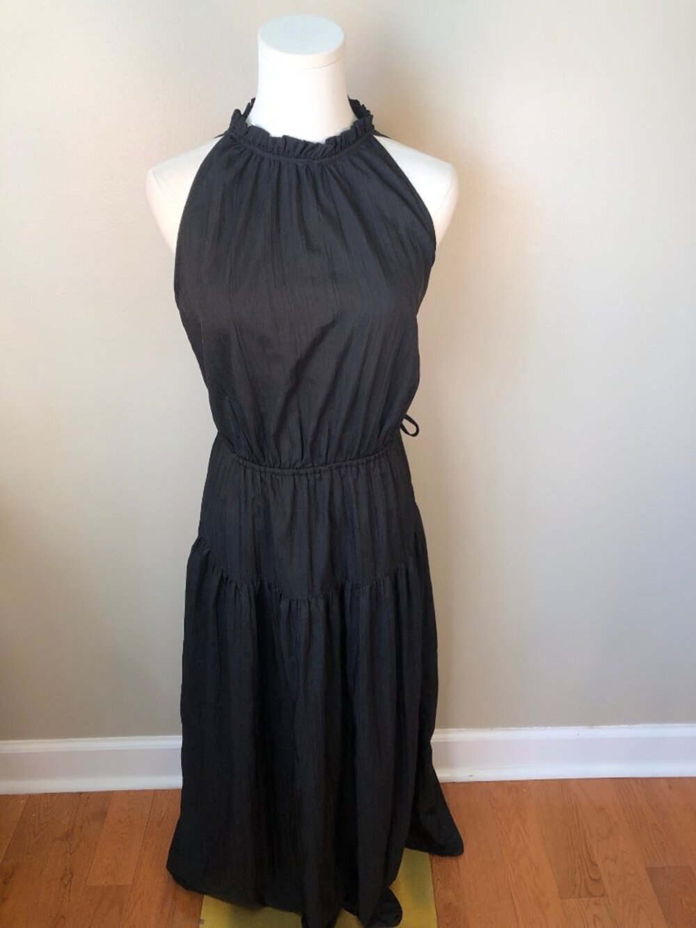 GAP Lightweight Sleeveless Black Maxi Dress Coastal Modern Bohemian Whimsigoth L